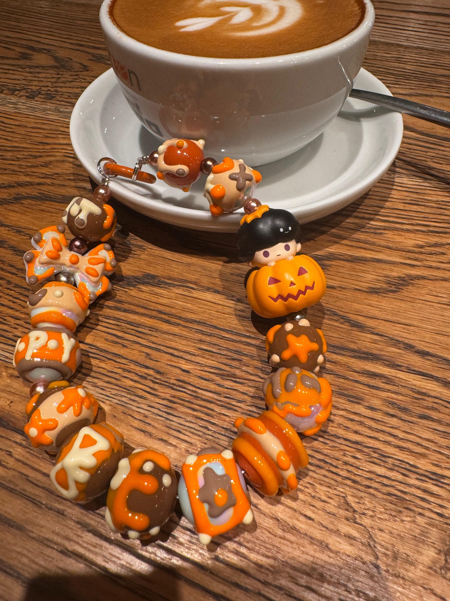 jelly-painted beads with PopBean Dimoo pumkin