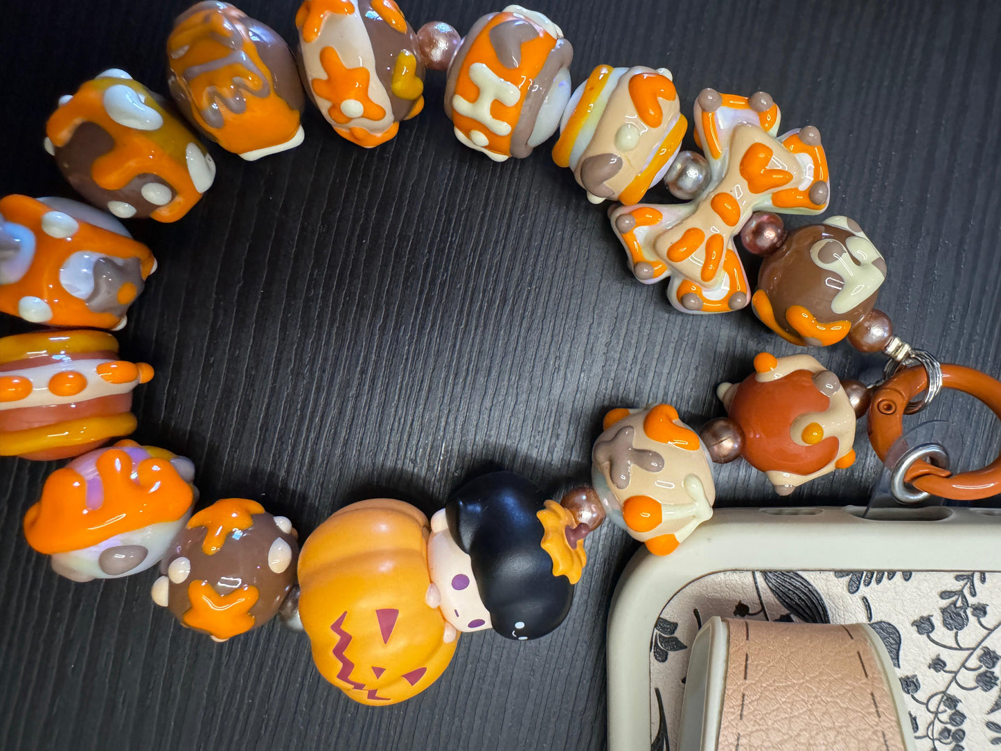 jelly-painted beads with PopBean Dimoo pumkin