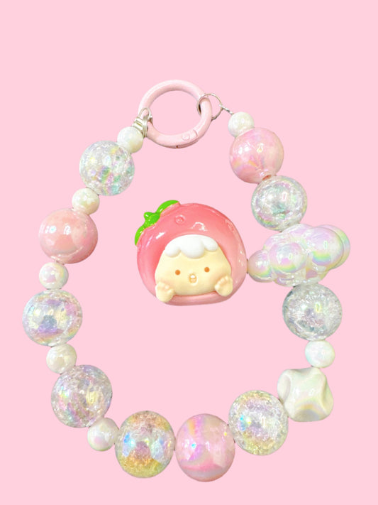 Acrylic phone chain/bag charm with Gluttonous strawberry